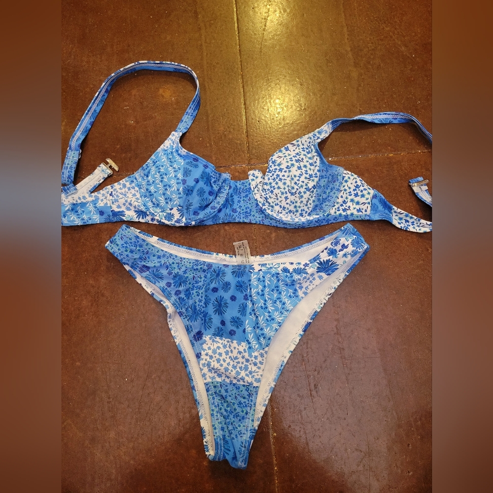 Blue Floral Bikini Set